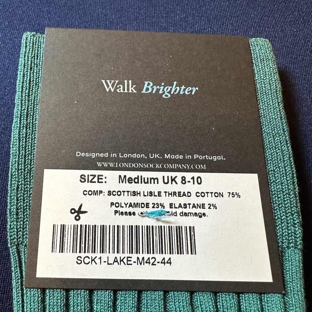 London Sock Co Simply Sartorial Socks Mens Medium Green Scottish Lisle NWT - Picture 2 of 4
